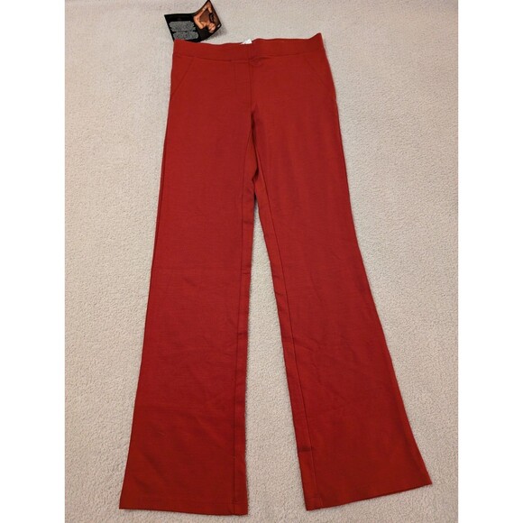 NWT IMAN Sz XS Short Red Rich Stretchy Super Soft Pull-On Flat Trousers Pants - Picture 1 of 14